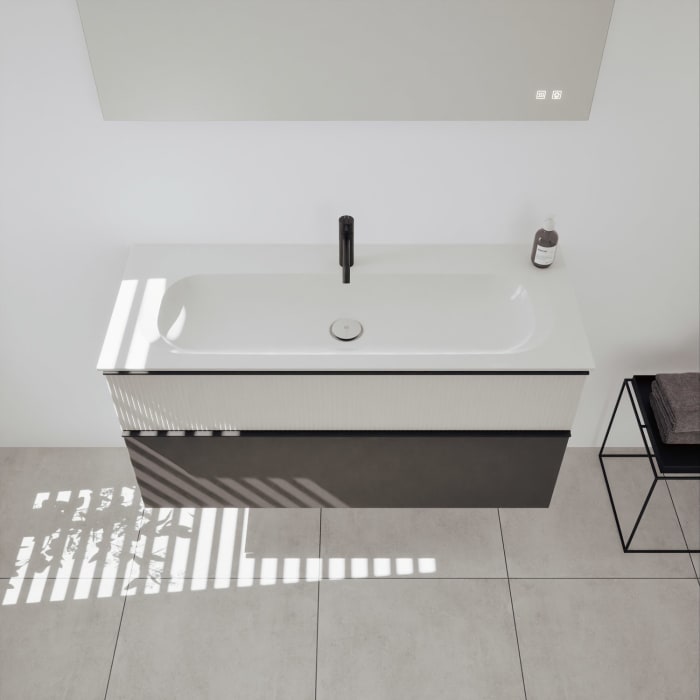 burgbad Fiumo 2.0 Mineralguss-Waschtisch mit Waschtischunterschrank 122 cm, mit Griff G0200