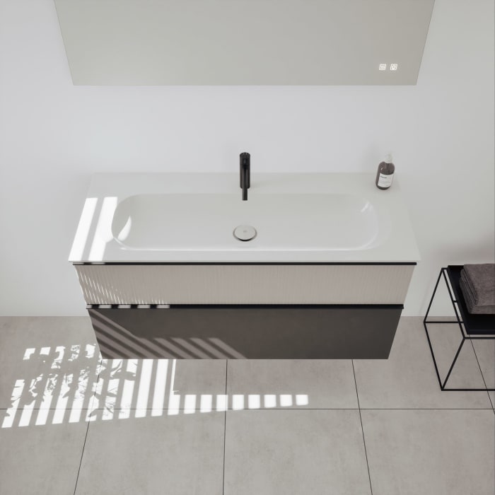 burgbad Fiumo 2.0 Mineralguss-Waschtisch mit Waschtischunterschrank 122 cm, mit Griff G0200