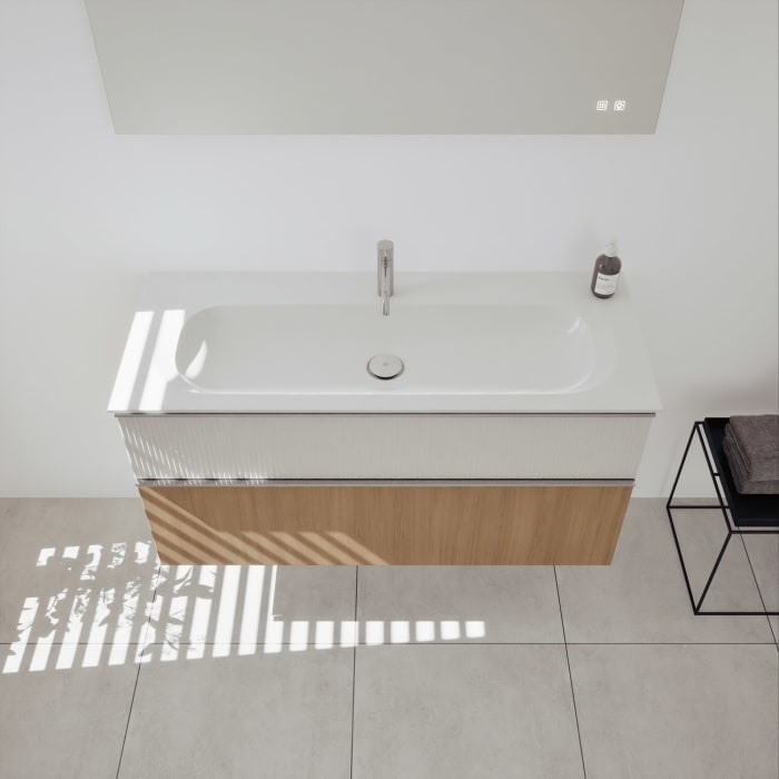 burgbad Fiumo 2.0 Mineralguss-Waschtisch mit Waschtischunterschrank 122 cm, mit Griff G0146