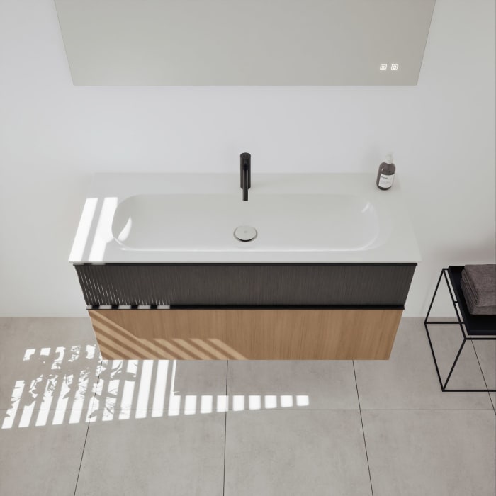 burgbad Fiumo 2.0 Mineralguss-Waschtisch mit Waschtischunterschrank 122 cm, mit Griff G0200