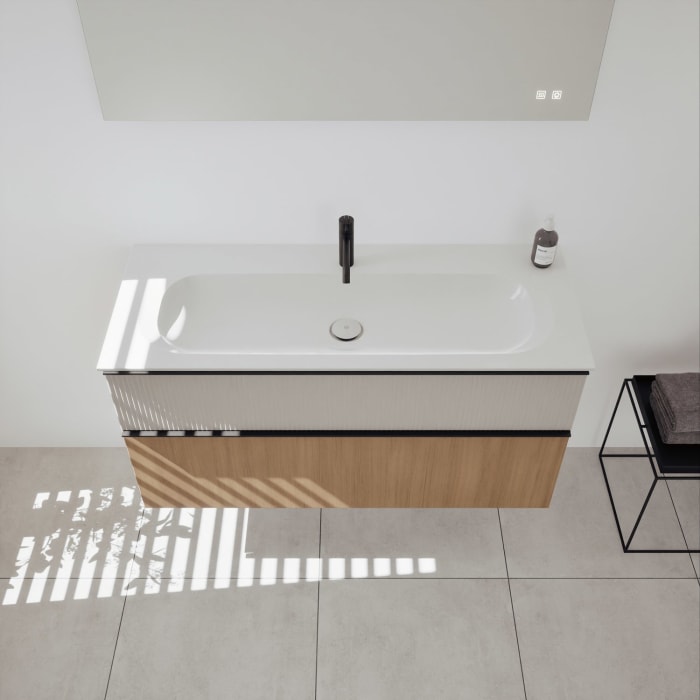 burgbad Fiumo 2.0 Mineralguss-Waschtisch mit Waschtischunterschrank 122 cm, mit Griff G0200