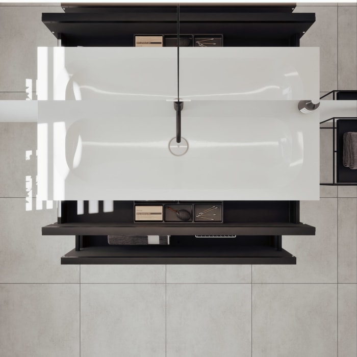 burgbad Fiumo 2.0 Mineralguss-Waschtisch mit Waschtischunterschrank 122 cm, mit Griff G0200