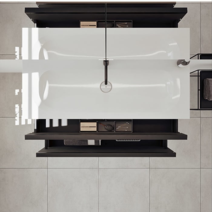 burgbad Fiumo 2.0 Mineralguss-Waschtisch mit Waschtischunterschrank 122 cm, mit Griff G0200