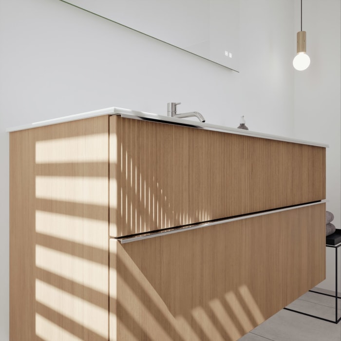 burgbad Fiumo 2.0 Mineralguss-Waschtisch mit Waschtischunterschrank 122 cm, mit Griff G0146