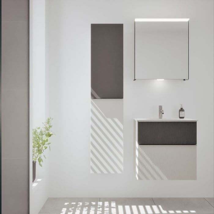 burgbad Fiumo 2.0 Mineralguss-Waschtisch mit Waschtischunterschrank 62 cm, mit Griff G0146