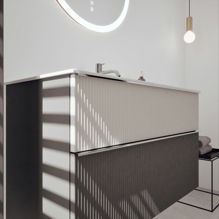 burgbad Fiumo 2.0 Mineralguss-Waschtisch mit Waschtischunterschrank 102 cm, mit Griff G0146