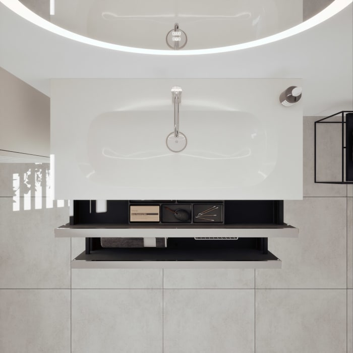 burgbad Fiumo 2.0 Mineralguss-Waschtisch mit Waschtischunterschrank 102 cm, mit Griff G0146