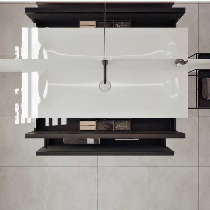 burgbad Fiumo 2.0 Mineralguss-Waschtisch mit Waschtischunterschrank 122 cm, mit Griff G0200