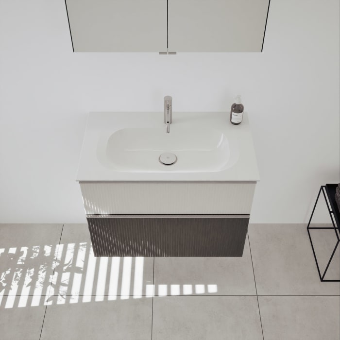 burgbad Fiumo 2.0 Mineralguss-Waschtisch mit Waschtischunterschrank 82 cm, mit Griff G0146