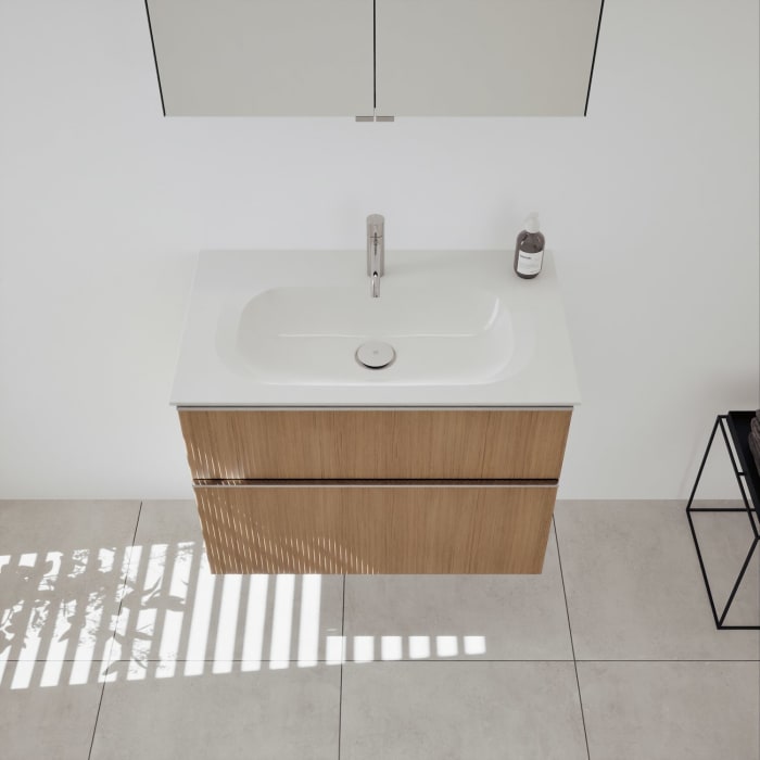 burgbad Fiumo 2.0 Mineralguss-Waschtisch mit Waschtischunterschrank 82 cm, mit Griff G0146