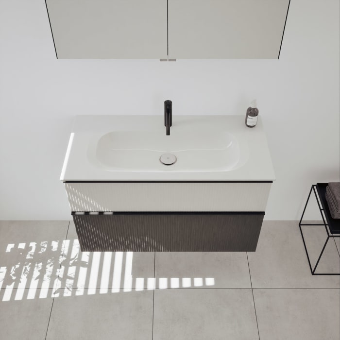 burgbad Fiumo 2.0 Mineralguss-Waschtisch mit Waschtischunterschrank 102 cm, mit Griff G0200