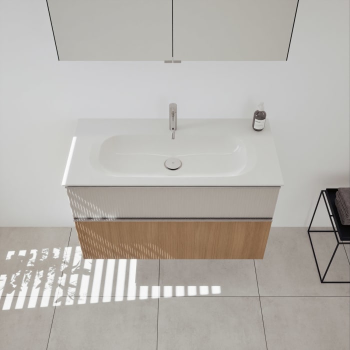 burgbad Fiumo 2.0 Mineralguss-Waschtisch mit Waschtischunterschrank 102 cm, mit Griff G0146