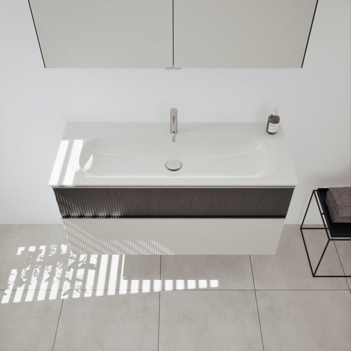 burgbad Fiumo 2.0 Mineralguss-Waschtisch mit Waschtischunterschrank 122 cm, mit Griff G0146