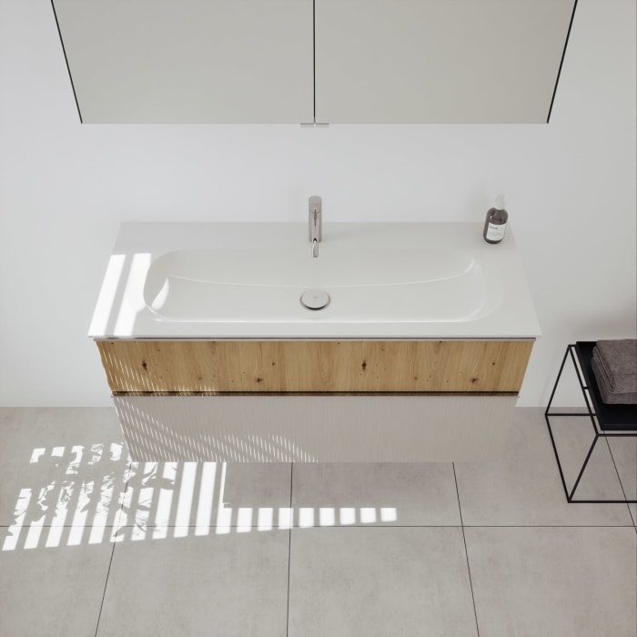 burgbad Fiumo 2.0 Mineralguss-Waschtisch mit Waschtischunterschrank 122 cm, mit Griff G0146