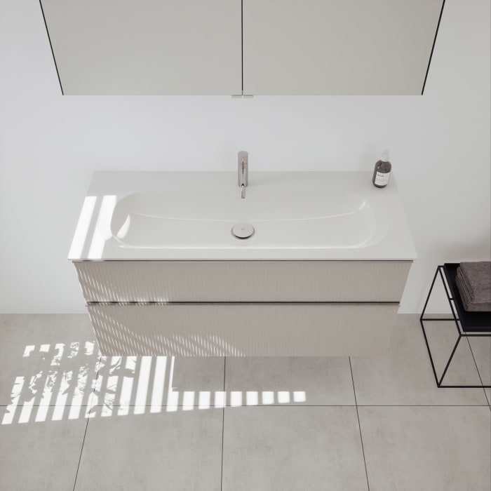 burgbad Fiumo 2.0 Mineralguss-Waschtisch mit Waschtischunterschrank 122 cm, mit Griff G0146