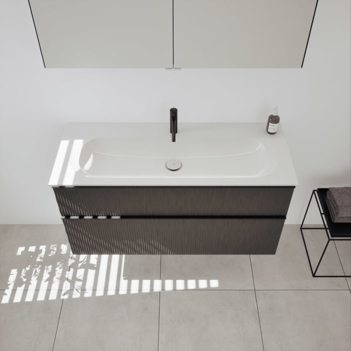 burgbad Fiumo 2.0 Mineralguss-Waschtisch mit Waschtischunterschrank 122 cm, mit Griff G0200