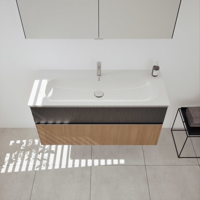 burgbad Fiumo 2.0 Mineralguss-Waschtisch mit Waschtischunterschrank 122 cm, mit Griff G0146