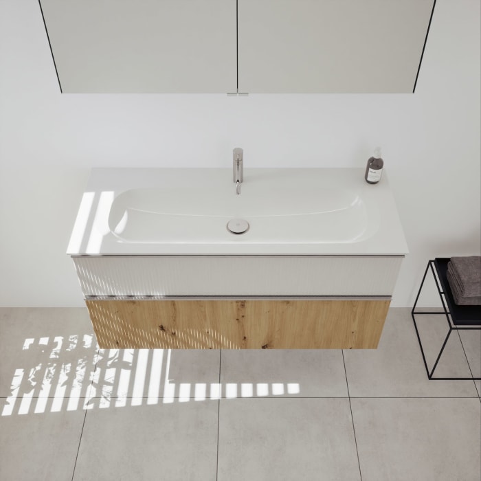 burgbad Fiumo 2.0 Mineralguss-Waschtisch mit Waschtischunterschrank 122 cm, mit Griff G0146