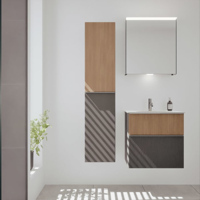 burgbad Fiumo 2.0 Mineralguss-Waschtisch mit Waschtischunterschrank 62 cm, mit Griff G0146