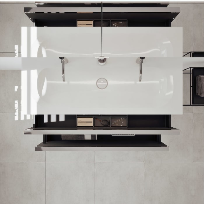 burgbad Fiumo 2.0 Mineralguss-Waschtisch mit Waschtischunterschrank 122 cm, mit Griff G0146