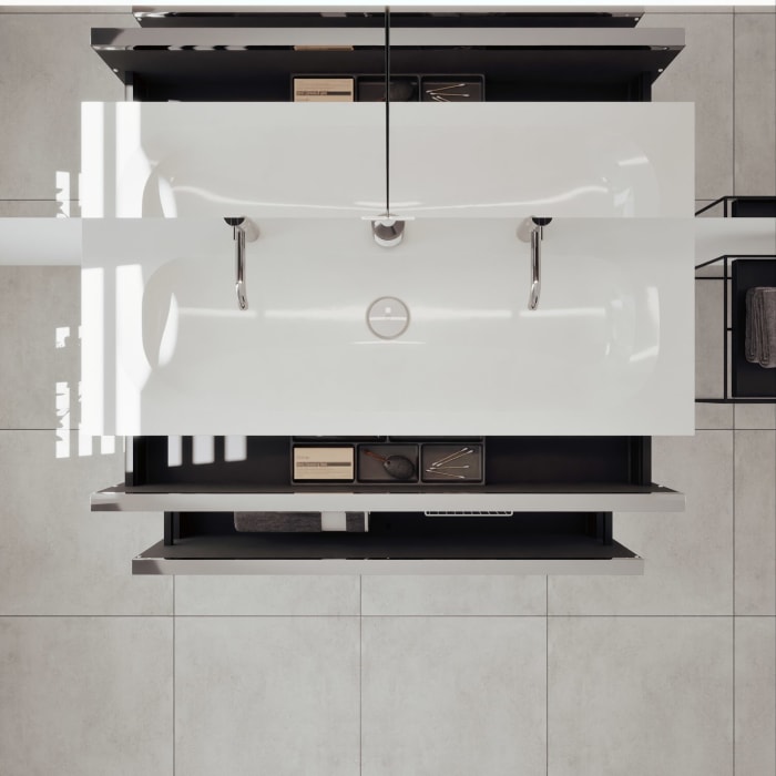 burgbad Fiumo 2.0 Mineralguss-Waschtisch mit Waschtischunterschrank 122 cm, mit Griff G0146