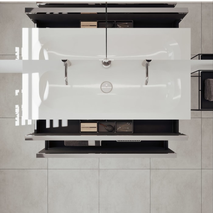 burgbad Fiumo 2.0 Mineralguss-Waschtisch mit Waschtischunterschrank 122 cm, mit Griff G0146