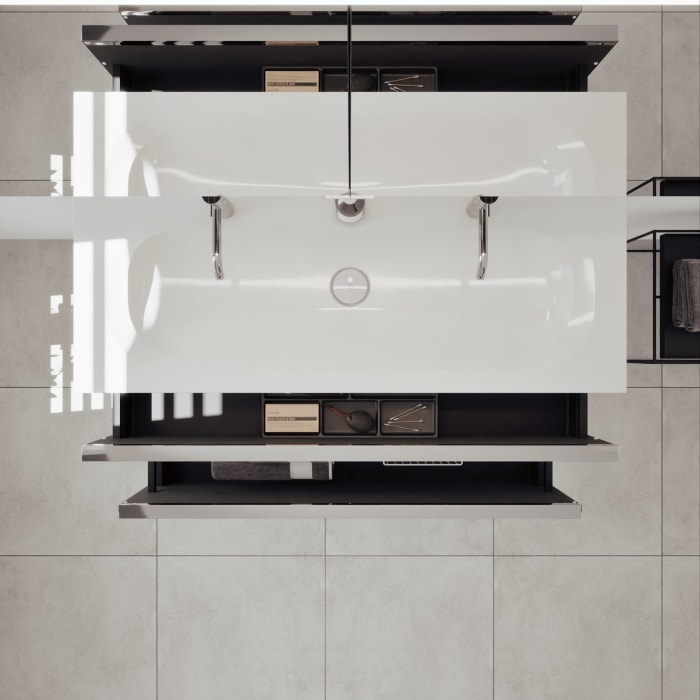 burgbad Fiumo 2.0 Mineralguss-Waschtisch mit Waschtischunterschrank 122 cm, mit Griff G0146