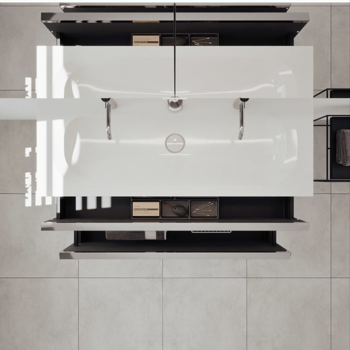 burgbad Fiumo 2.0 Mineralguss-Waschtisch mit Waschtischunterschrank 122 cm, mit Griff G0146