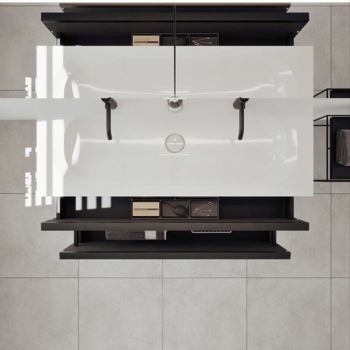 burgbad Fiumo 2.0 Mineralguss-Waschtisch mit Waschtischunterschrank 122 cm, mit Griff G0200