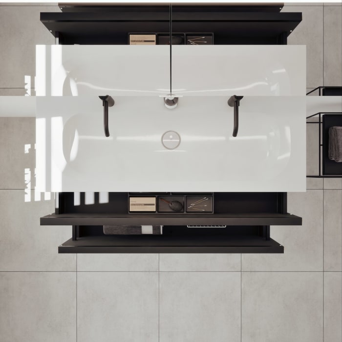 burgbad Fiumo 2.0 Mineralguss-Waschtisch mit Waschtischunterschrank 122 cm, mit Griff G0200