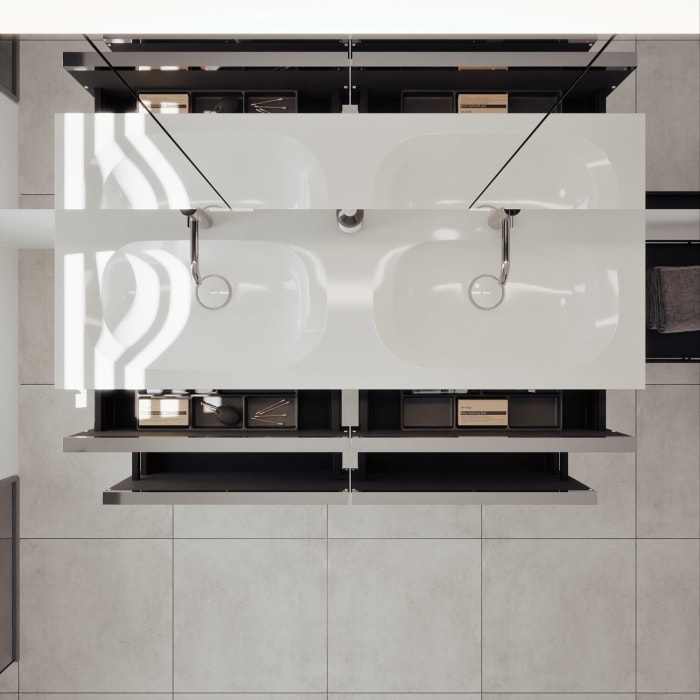 burgbad Fiumo 2.0 Mineralguss-Waschtisch mit Waschtischunterschrank 142 cm, mit Griff G0146