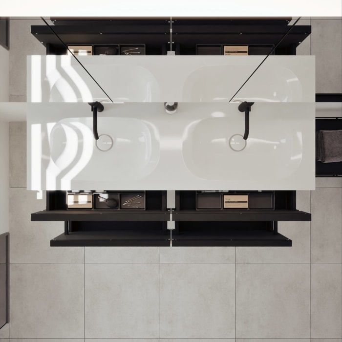 burgbad Fiumo 2.0 Mineralguss-Waschtisch mit Waschtischunterschrank 142 cm, mit Griff G0200