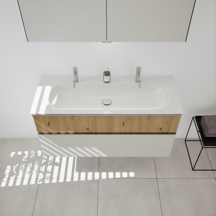 burgbad Fiumo 2.0 Mineralguss-Waschtisch mit Waschtischunterschrank 122 cm, mit Griff G0146