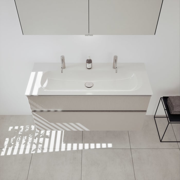 burgbad Fiumo 2.0 Mineralguss-Waschtisch mit Waschtischunterschrank 122 cm, mit Griff G0146