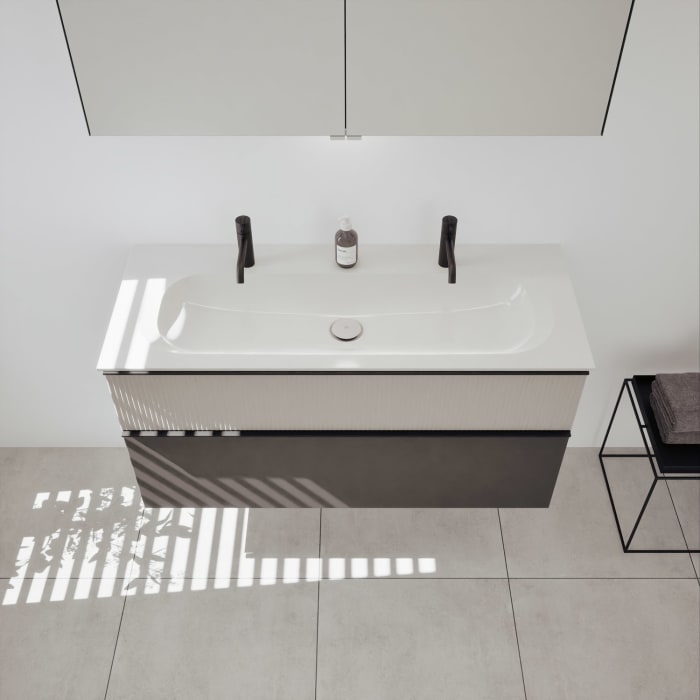 burgbad Fiumo 2.0 Mineralguss-Waschtisch mit Waschtischunterschrank 122 cm, mit Griff G0200