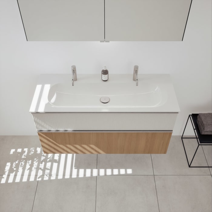 burgbad Fiumo 2.0 Mineralguss-Waschtisch mit Waschtischunterschrank 122 cm, mit Griff G0146