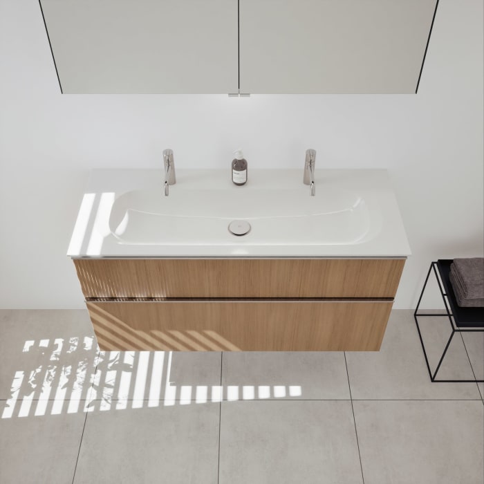 burgbad Fiumo 2.0 Mineralguss-Waschtisch mit Waschtischunterschrank 122 cm, mit Griff G0146