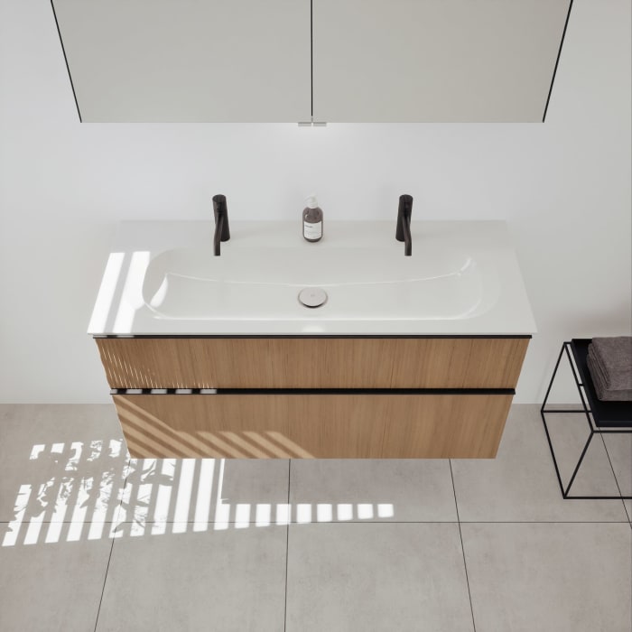 burgbad Fiumo 2.0 Mineralguss-Waschtisch mit Waschtischunterschrank 122 cm, mit Griff G0200