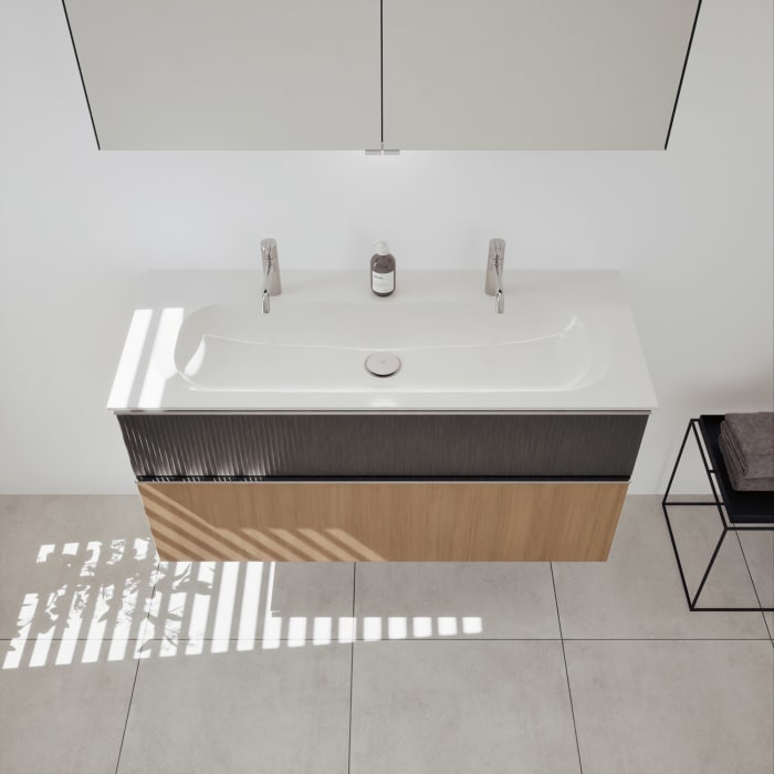 burgbad Fiumo 2.0 Mineralguss-Waschtisch mit Waschtischunterschrank 122 cm, mit Griff G0146