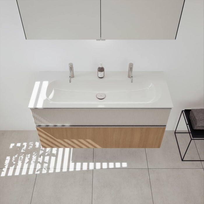 burgbad Fiumo 2.0 Mineralguss-Waschtisch mit Waschtischunterschrank 122 cm, mit Griff G0146