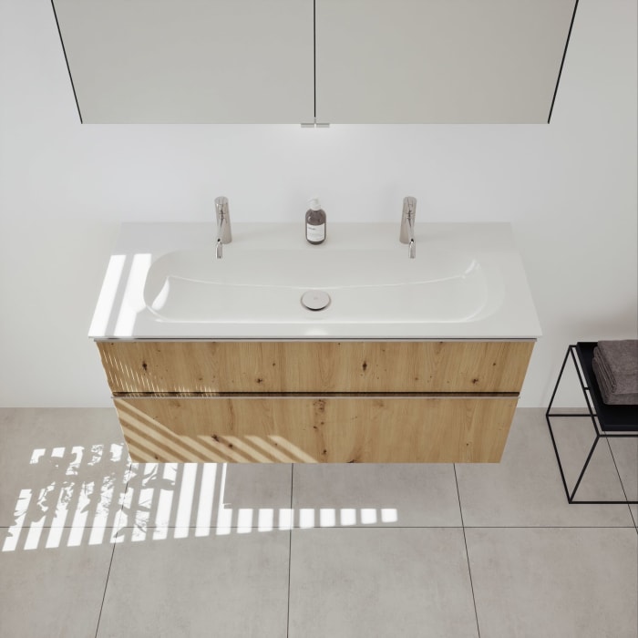 burgbad Fiumo 2.0 Mineralguss-Waschtisch mit Waschtischunterschrank 122 cm, mit Griff G0146