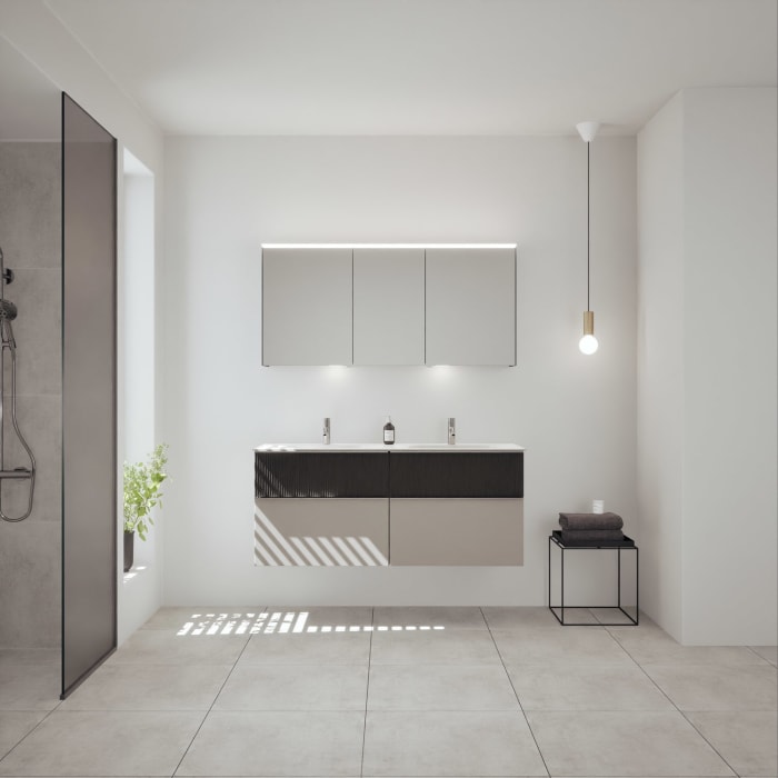 burgbad Fiumo 2.0 Mineralguss-Waschtisch mit Waschtischunterschrank 142 cm, mit Griff G0146