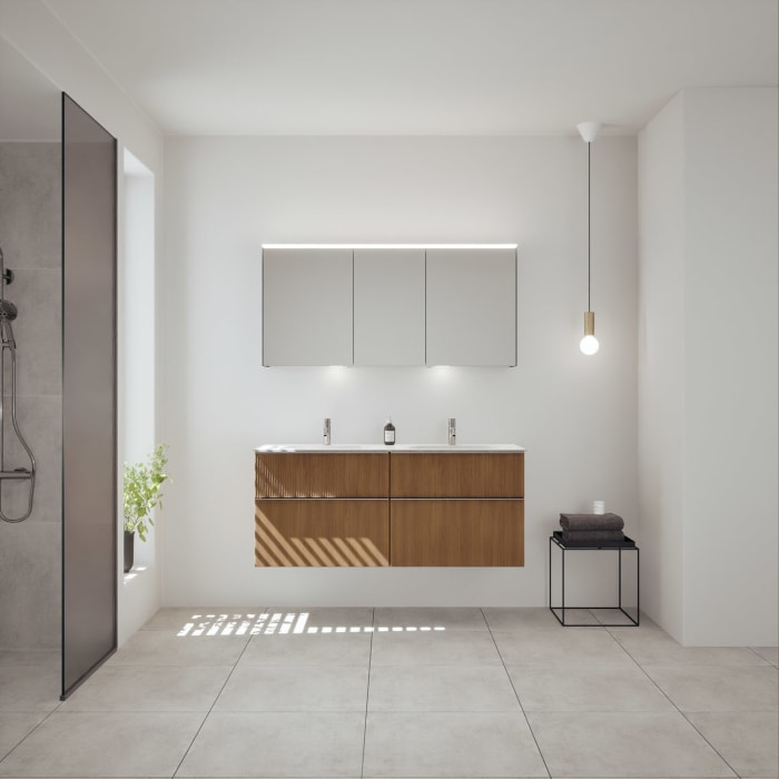 burgbad Fiumo 2.0 Mineralguss-Waschtisch mit Waschtischunterschrank 142 cm, mit Griff G0146