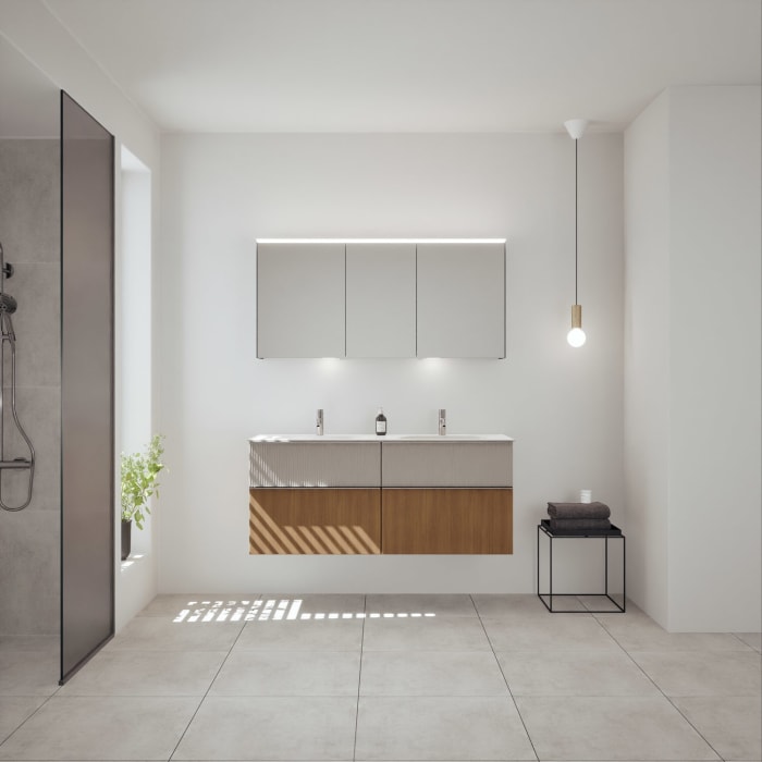 burgbad Fiumo 2.0 Mineralguss-Waschtisch mit Waschtischunterschrank 142 cm, mit Griff G0146