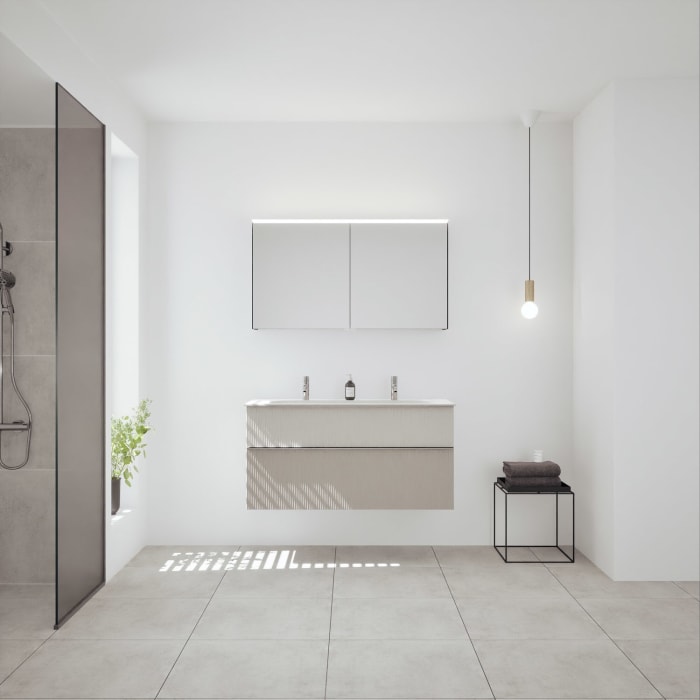 burgbad Fiumo 2.0 Mineralguss-Waschtisch mit Waschtischunterschrank 122 cm, mit Griff G0146