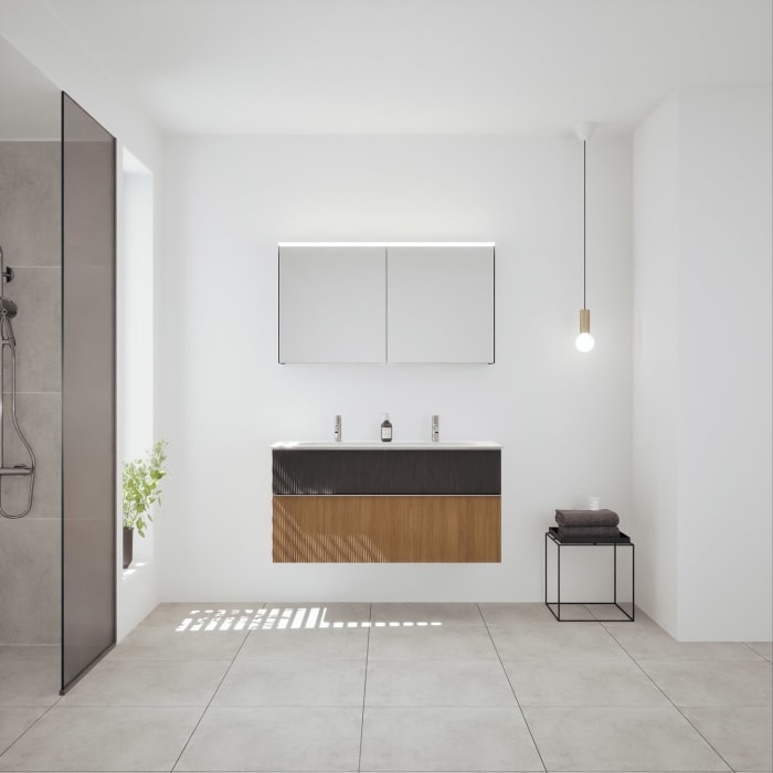 burgbad Fiumo 2.0 Mineralguss-Waschtisch mit Waschtischunterschrank 122 cm, mit Griff G0146