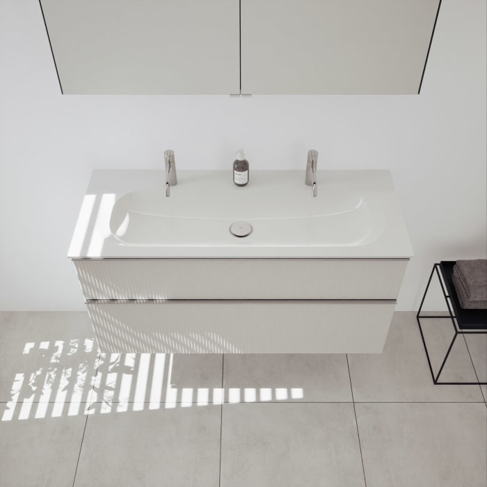 burgbad Fiumo 2.0 Mineralguss-Waschtisch mit Waschtischunterschrank 122 cm, mit Griff G0146