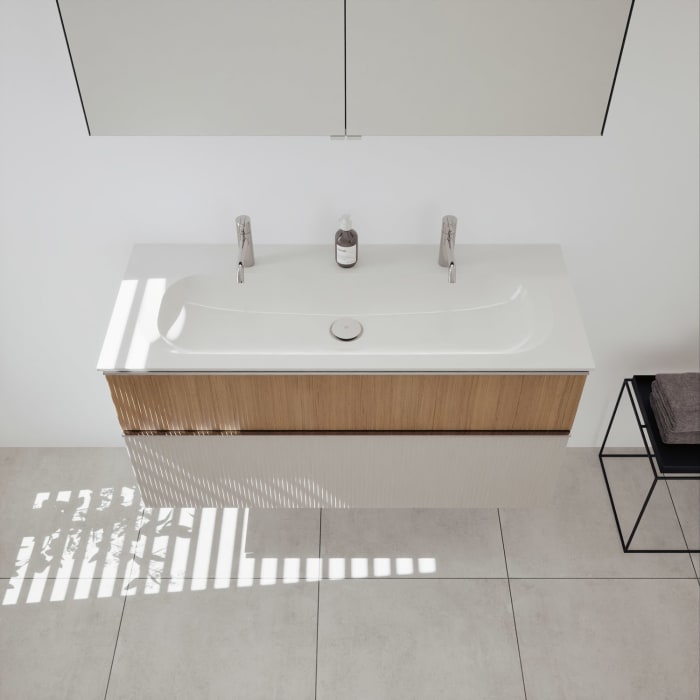 burgbad Fiumo 2.0 Mineralguss-Waschtisch mit Waschtischunterschrank 122 cm, mit Griff G0146