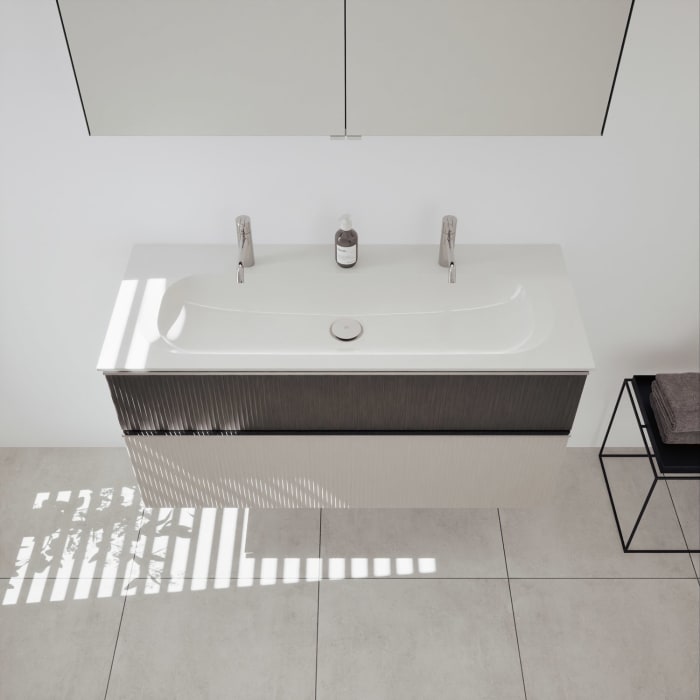 burgbad Fiumo 2.0 Mineralguss-Waschtisch mit Waschtischunterschrank 122 cm, mit Griff G0146