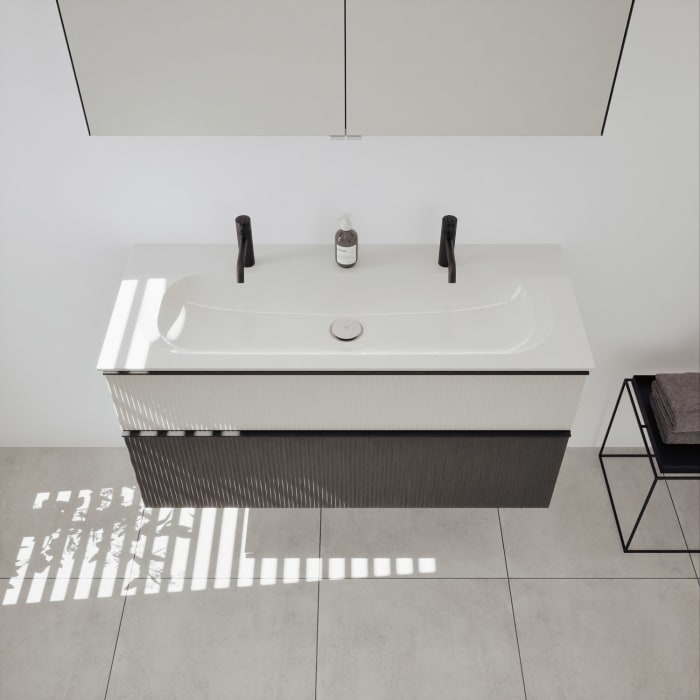 burgbad Fiumo 2.0 Mineralguss-Waschtisch mit Waschtischunterschrank 122 cm, mit Griff G0200